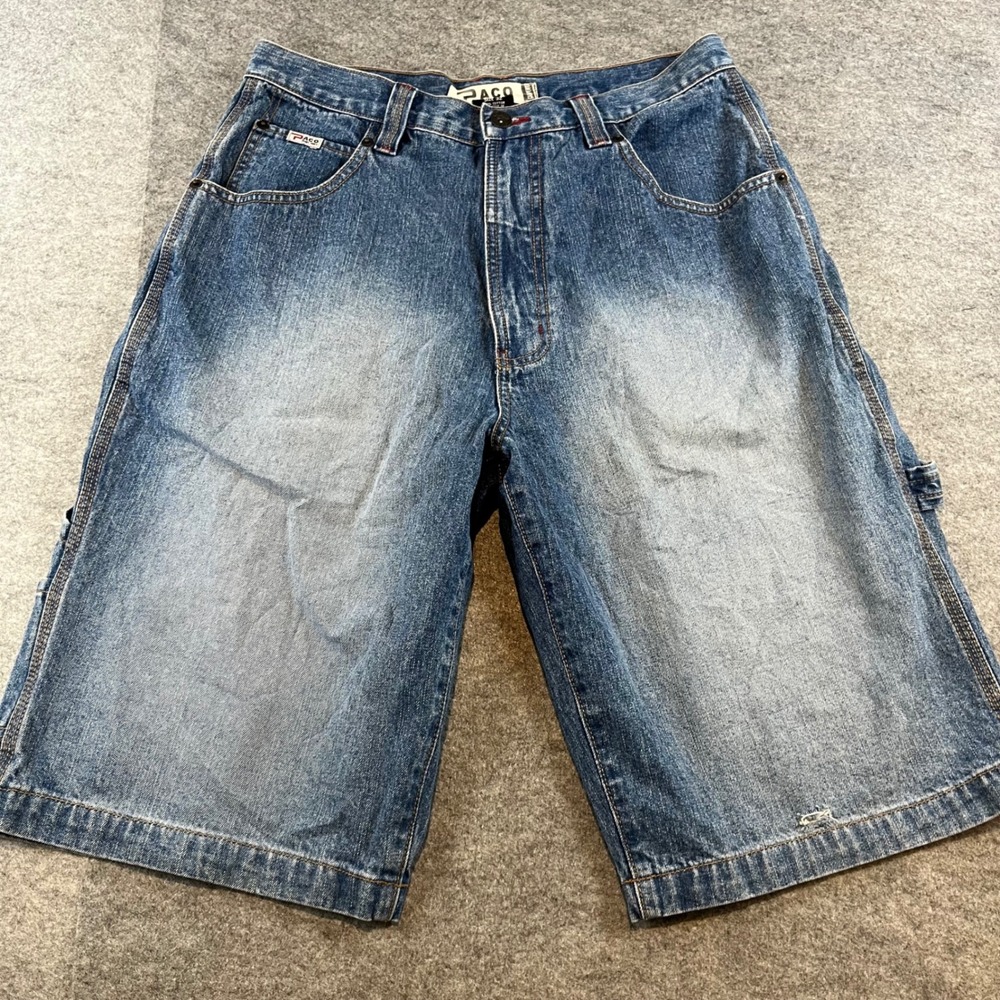 Vtg Paco Men Carpenter Denim Shorts Blue Y2K Baggy Skater 32 Hammer Loop Utility